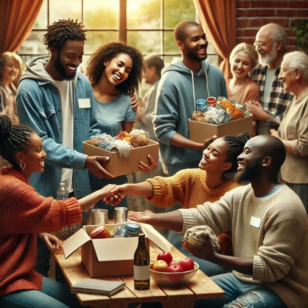 Illustration of a community serving together